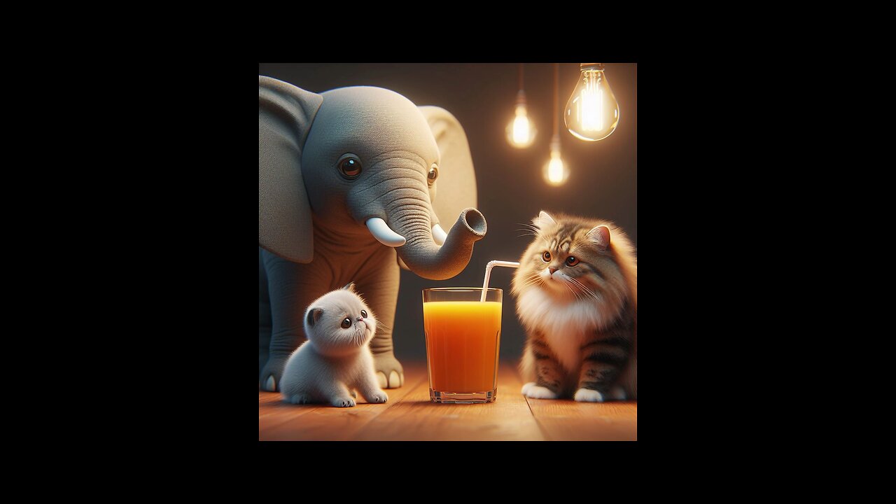 Cute cat and elephant