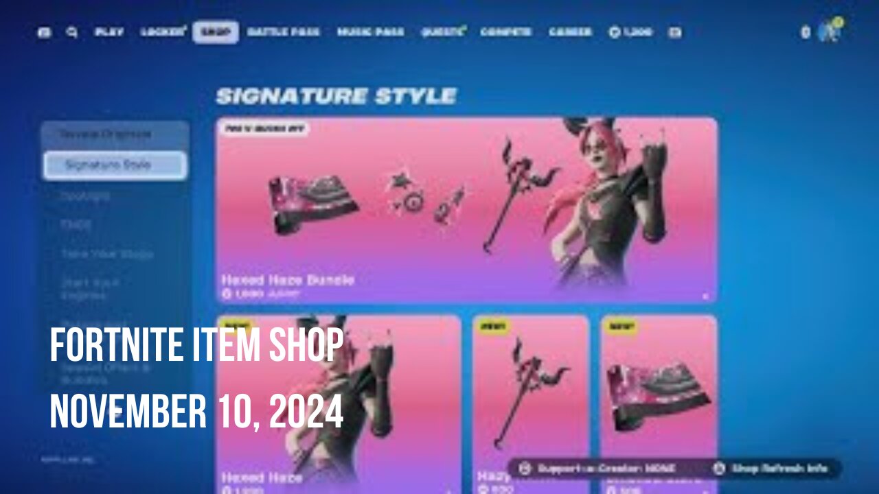 Fortnite Item Shop|November 10, 2024(*New* Hexed Haze Bundle)