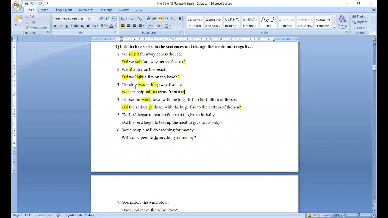 English A Class IV 7 1 2021