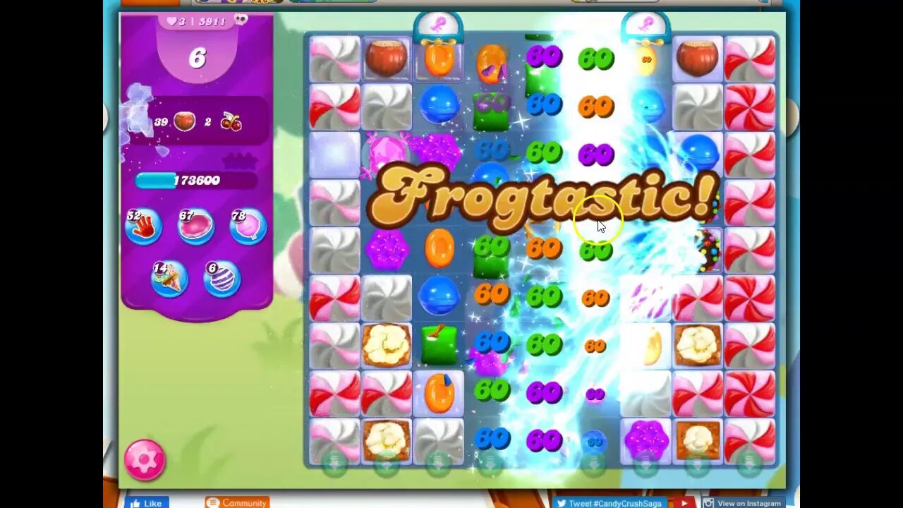 Candy Crush Level 5911 Talkthrough, 23 Moves 0 Boosters