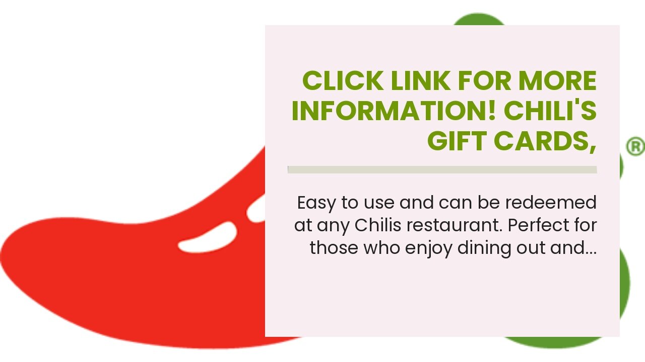 Click link for more information! Chili's Gift Cards, Multipack of 3