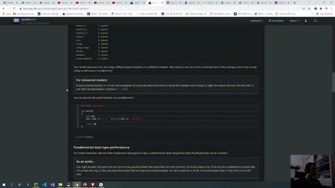 Reading C++ (bit syzes, size of, rounding errors) book part 3