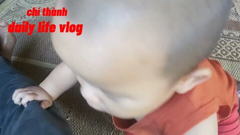 baby playing around the room