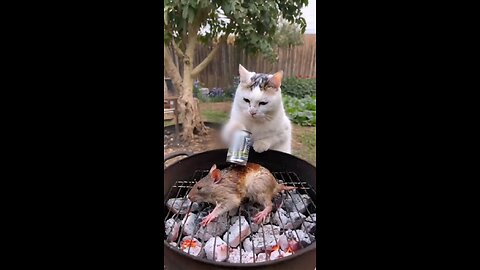 a cat loves to eat cooked rats | cat is a best chef | cat cooks rat