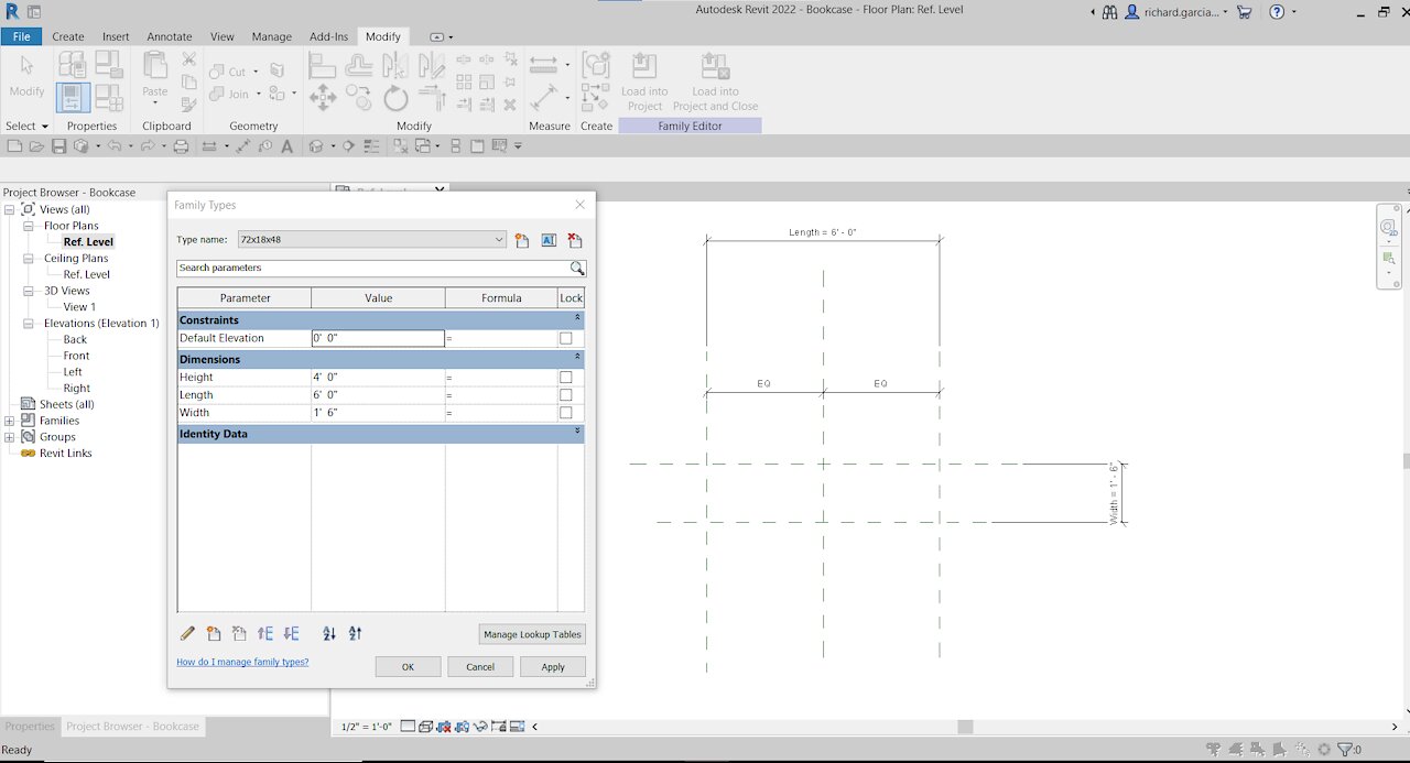 REVIT FAMILY CREATION TUTORIAL - BOOKCASE - PART 1 - CREATING SKELETON/PARAMETERS/FAMILY TYPE