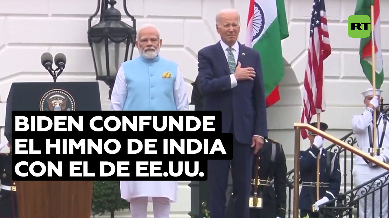 Biden se pone la mano en el corazón mientras suena el himno indio confundiéndolo con el de EE.UU.