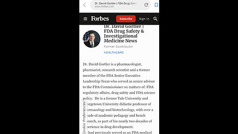 David Gortler Pharm.D., FCCP was an FDA science and FDA science policy advisor on COVID VACCINE