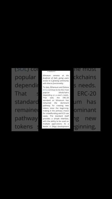Why is Ethereum Considered to Be the Best Platform for Token Creation? #cryptoshortsalerts #viral