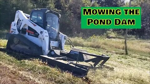 Bush Hogging Pond Dam Bobcat T650 CTL. Can you smell the fresh cut?