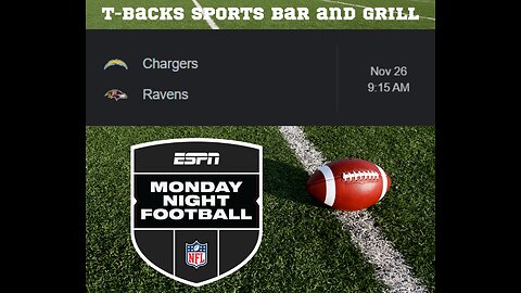 T-Backs Sports Bar and Grill Sports Schedule and free beer/soda for Tuesday Nov 26, 2024