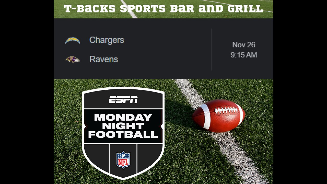 T-Backs Sports Bar and Grill Sports Schedule and free beer/soda for Tuesday Nov 26, 2024