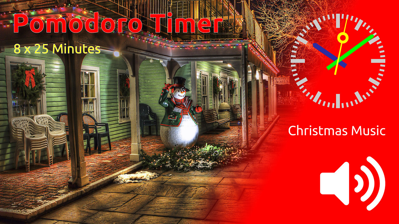 Pomodoro Timer 8 x 25min ~ Jingle Bells and Pomodoro Spells: A Festive Focus Tune! 🎅 🍅