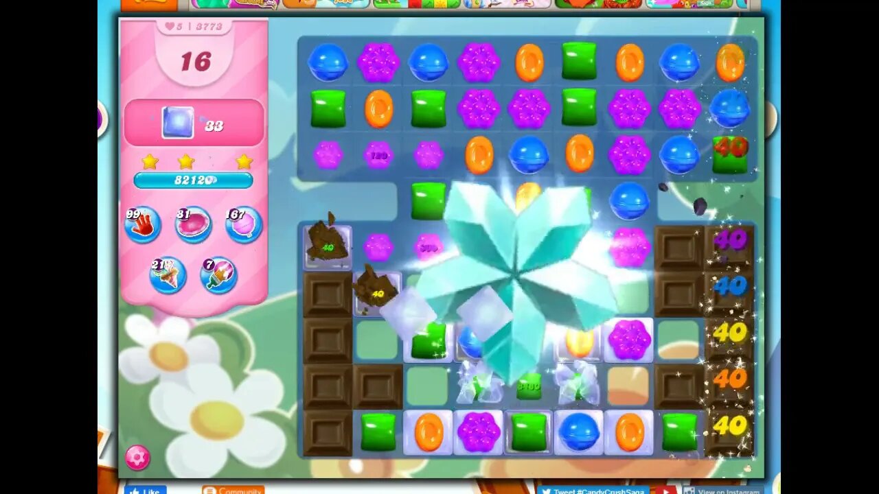 Candy Crush Level 3773 Talkthrough, 28 Moves 0 Boosters