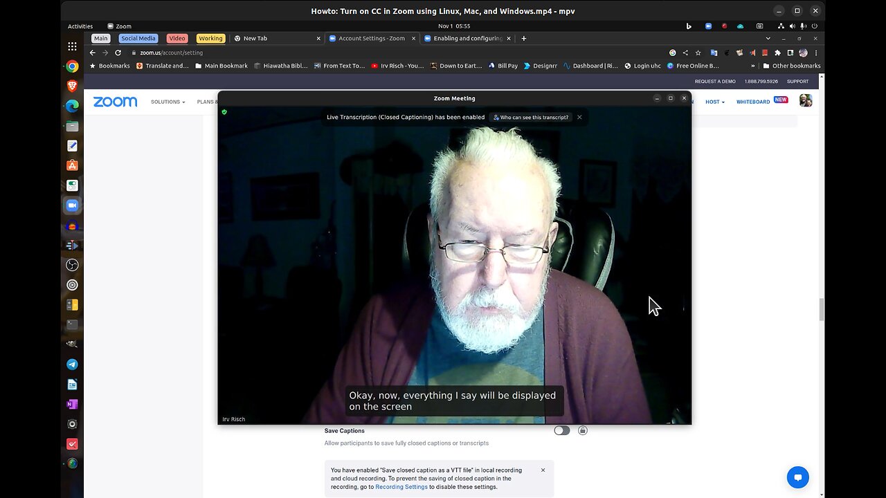 Howto: Turn on CC in Zoom using Linux, Mac, and Windows