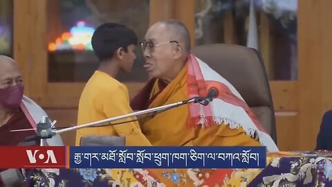 Dalai Lama telling a young Indian boy to Suck His Tongue! 👅🤮🤮🤮