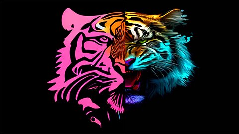 Tiger Abstract, Multi Colored Convert to Vector Style