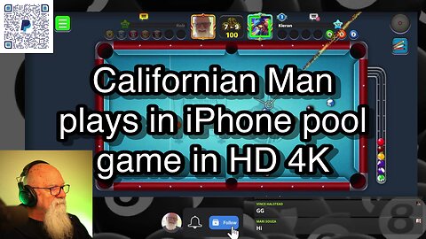 Californian Man plays in iPhone pool game in HD 4K 🎱🎱🎱 8 Ball Pool 🎱🎱🎱