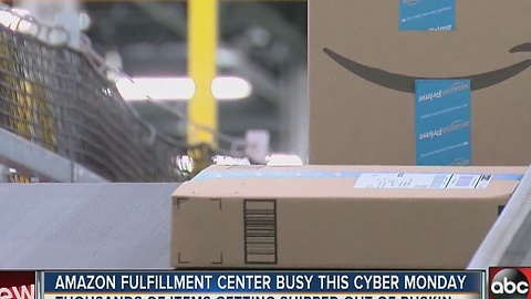 Amazon fulfillment center busy this Cyber Monday