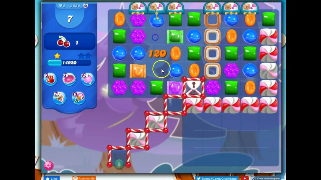 Candy Crush Level 3682 Talkthrough, 16 Moves 0 Boosters