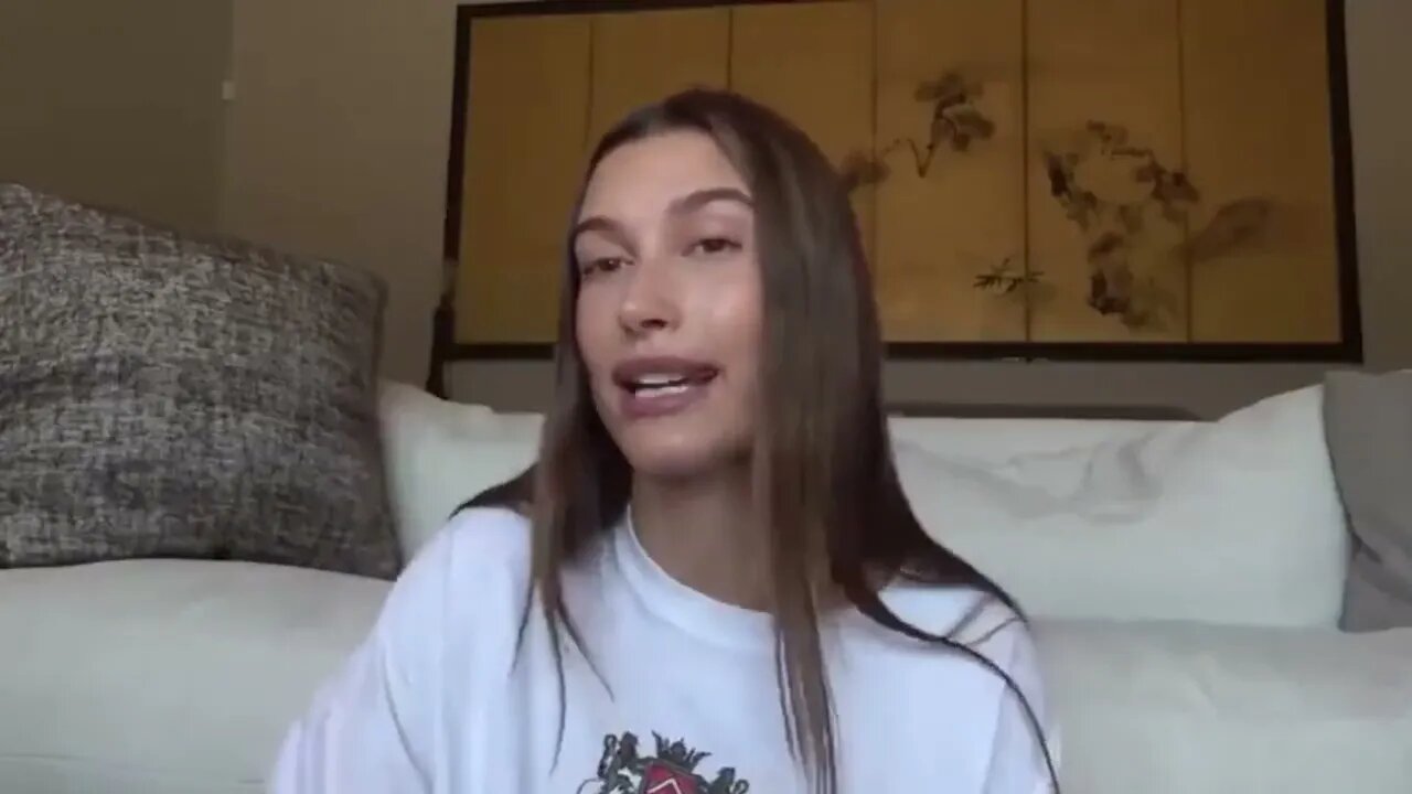 Hailey Bieber talking about why she had blood clot in her brain