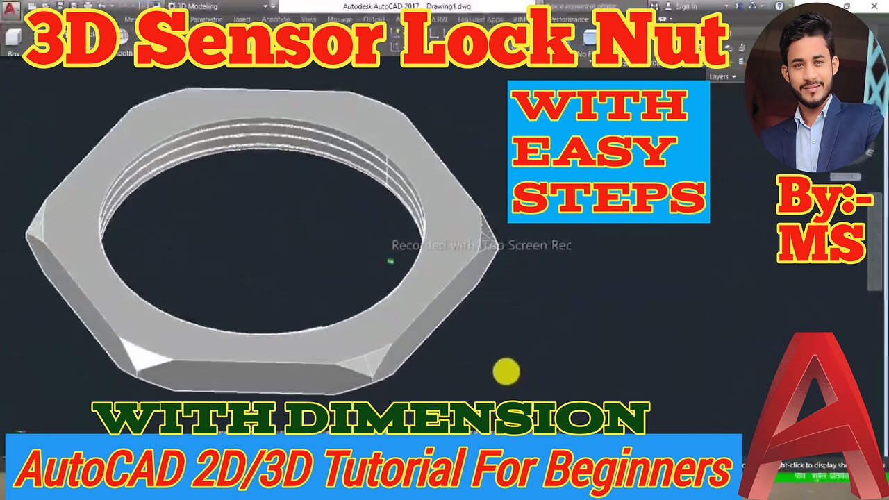 How to make 3d sensor nut in autocad