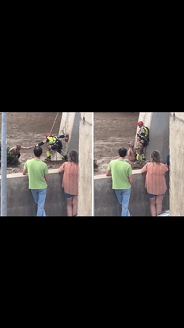 Brave firefighter saves man's life from a severe flooding in Spain