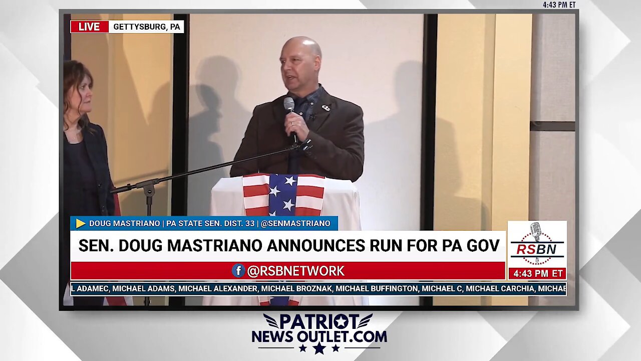🔴 WATCH LIVE | Patriot News Outlet | Sen. Doug Mastriano Announces Bid for PA. Gov.
