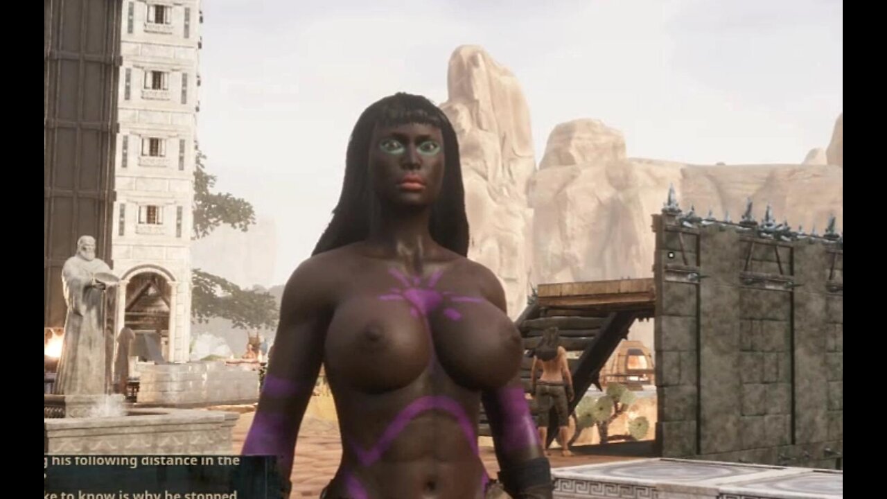 Conan Exiles, farming thralls, Busty, Boobs, breast expansion, silicone tits, huge boob