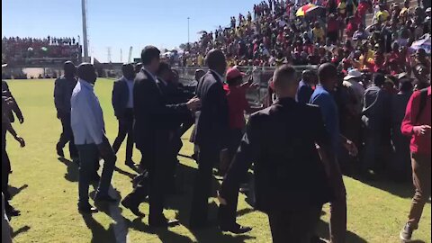 UPDATE 2 - SA President Ramaphosa arrives for May Day celebrations in Port Elizabeth (h7B)