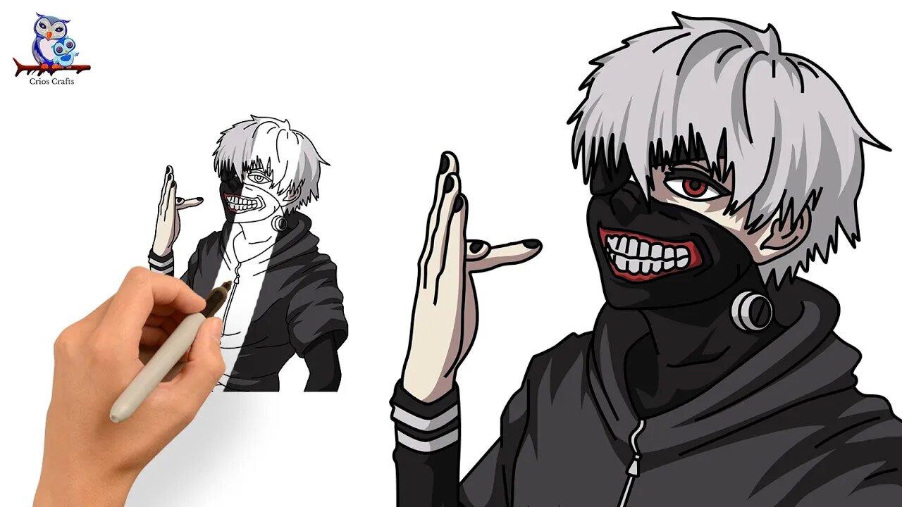 How To Draw Ken Kaneki Tokyo Ghoul Manga - Tutorial