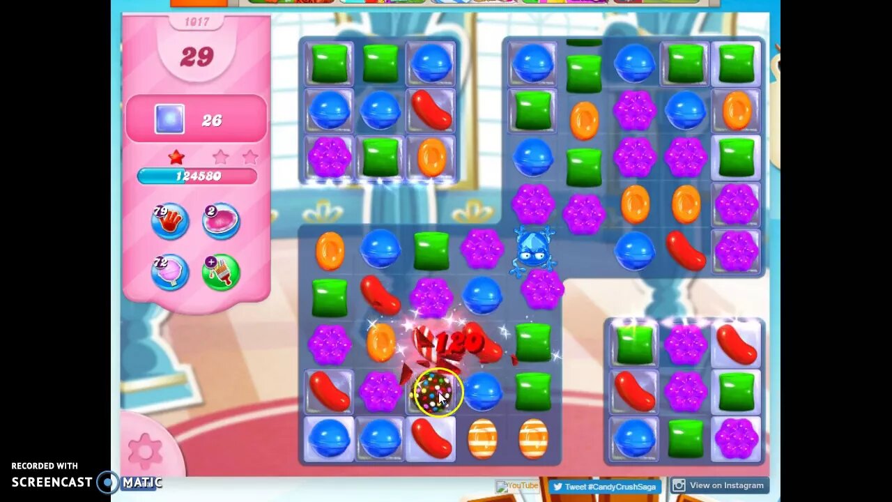 Candy Crush Level 1017 Audio Talkthrough, 1 Star 0 Boosters