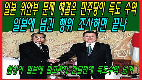 일본 위안부 문제 해결은 민주당이 독도 수역 일본에 넘긴 행위 조사하면 끝나
