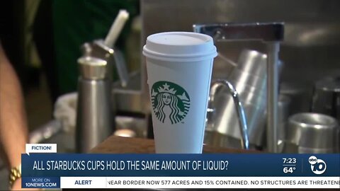 Fact or Fiction: All Starbucks cups hold the same amount of liquid?