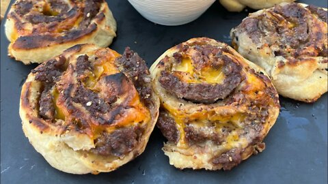 Grilled hamburger pin wheels