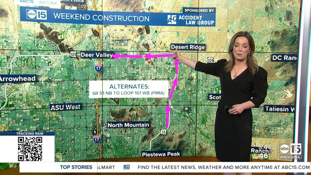 Weekend freeway construction happening around the Valley