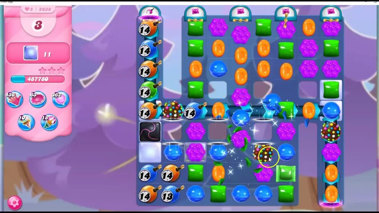 Candy Crush Level 2638 Talkthrough, 20 Moves 0 Boosters