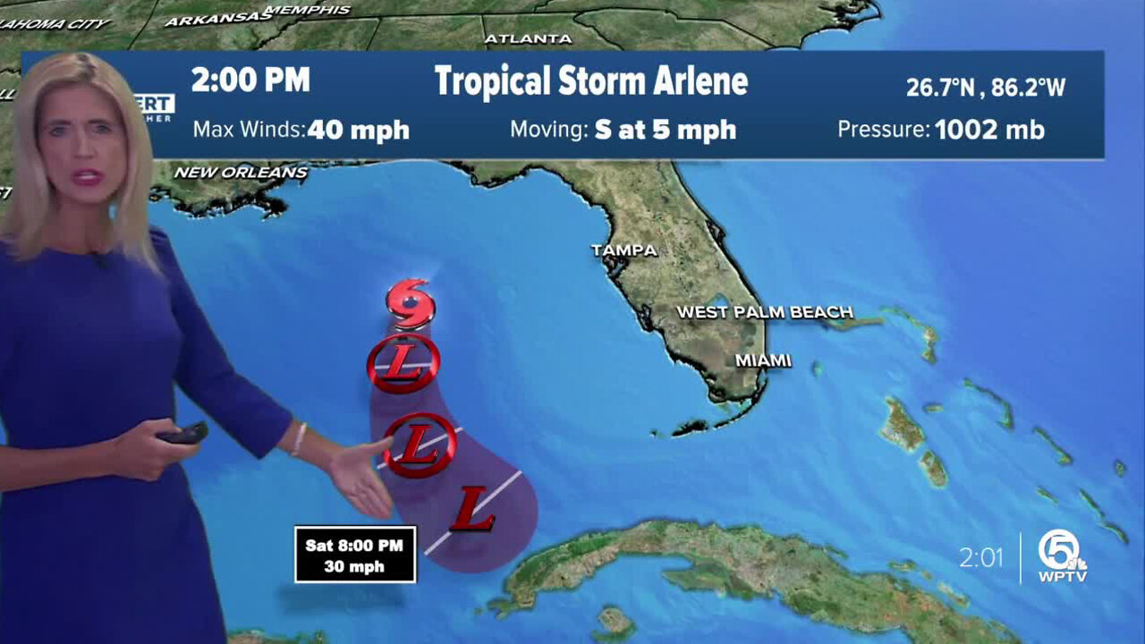 Tropical Storm Arlene forms in Gulf of Mexico with 40 mph winds