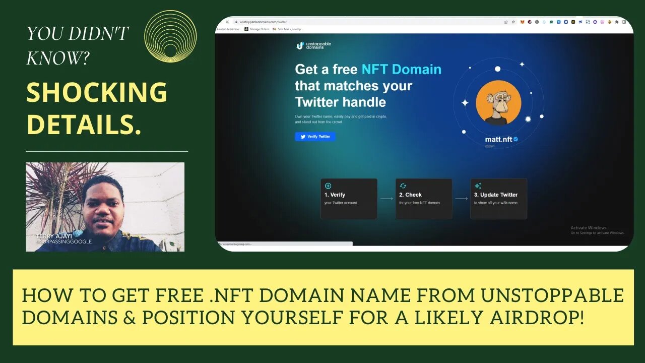 How To Get Free .NFT Domain Name From Unstoppable Domains & Position Yourself For A Likely Airdrop!