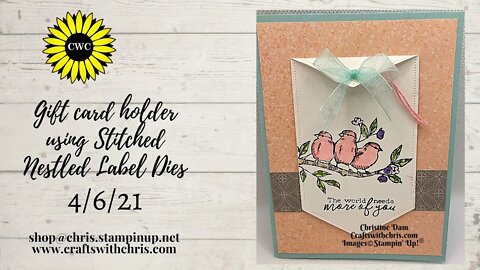 Gift card holder made with Stitched Nesting Label Dies