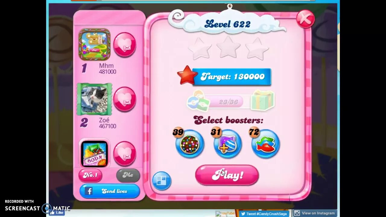 Candy Crush Level 622 Audio Talkthrough, 2 Stars 0 Boosters