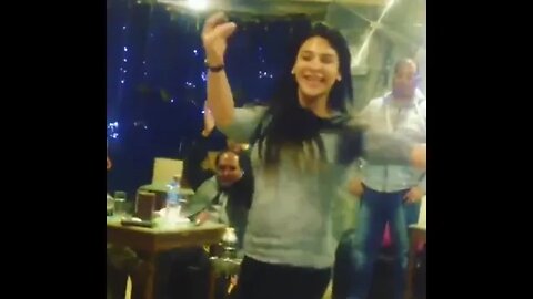 arab girl dancing with friends in Cafeرقص من موزة مصرية بطه