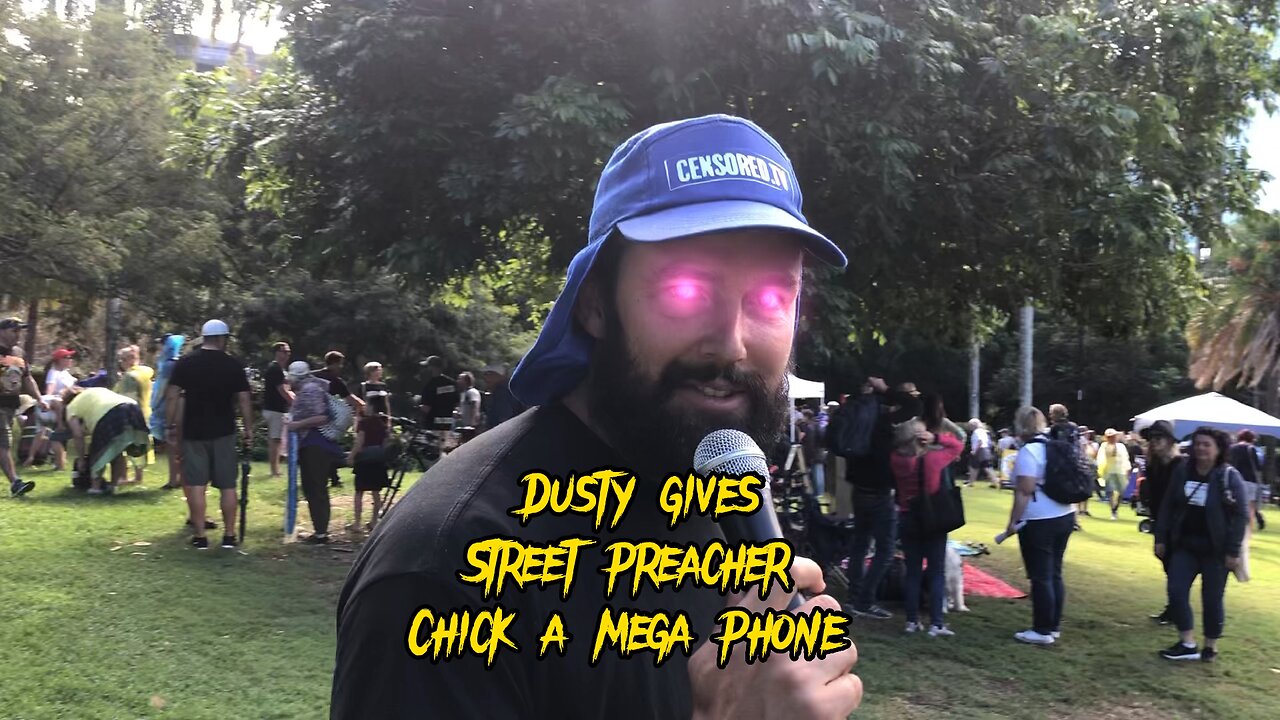 Dusty gives street preacher chick a megaphone 📢