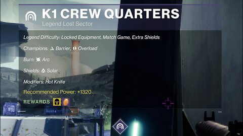 Destiny 2 Legend Lost Sector: The Moon - K1 Crew Quarters 12-29-21