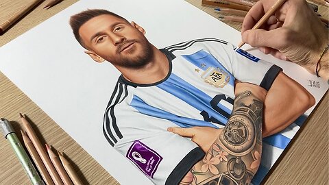 Drawing Lionel Messi (Argentina) • Time Lapse