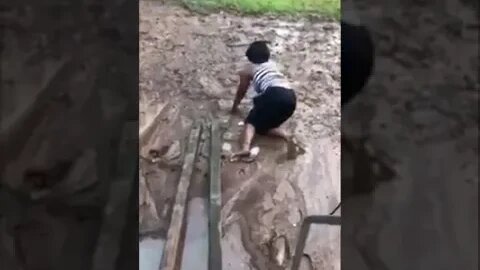 Slipping In The Mud Double Fail! #MegaFails #Shorts