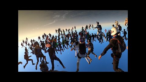Attempting a 200 way skydiving formation at sunset