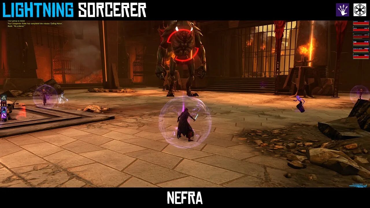 SWTOR Lightning Sorcerer PVE Gameplay | Dread Fortress - Nefra Boss Fight