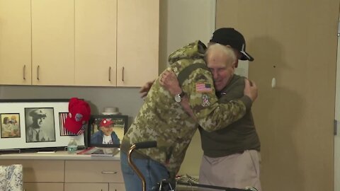 Jim Kelly makes a surprise visit to a 98 year-old WWII veteran and his daughter