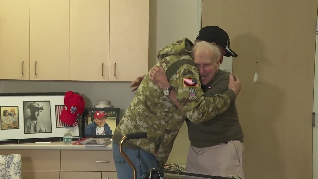 Jim Kelly makes a surprise visit to a 98 year-old WWII veteran and his daughter