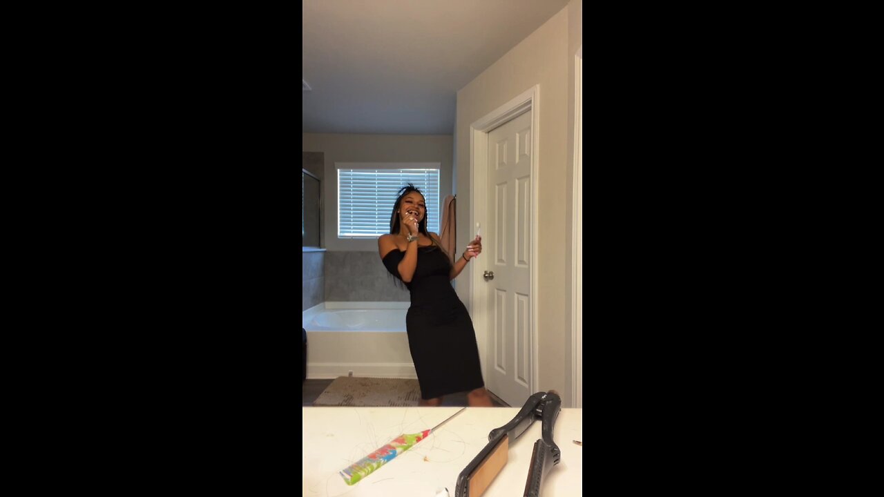 Curlyy Red aka FtnBae Dancing in black dress